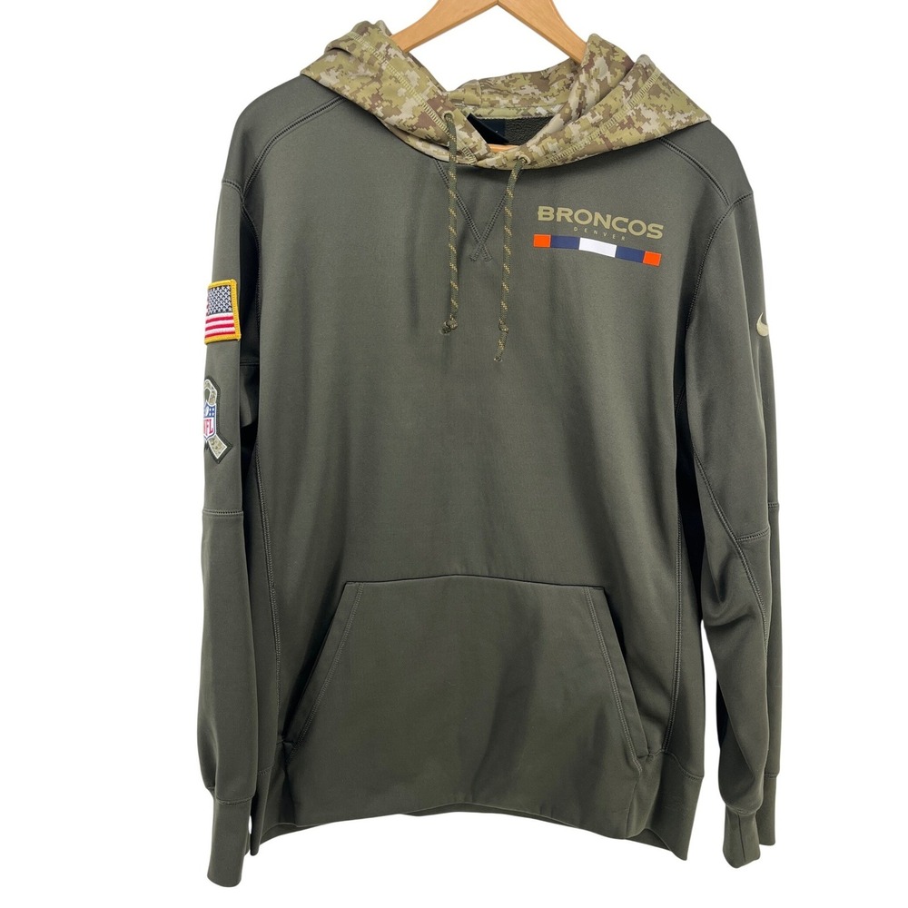 Nike NFL Denver‎ Broncos Salute To Service Hoodie Olive Camo Mens Medium